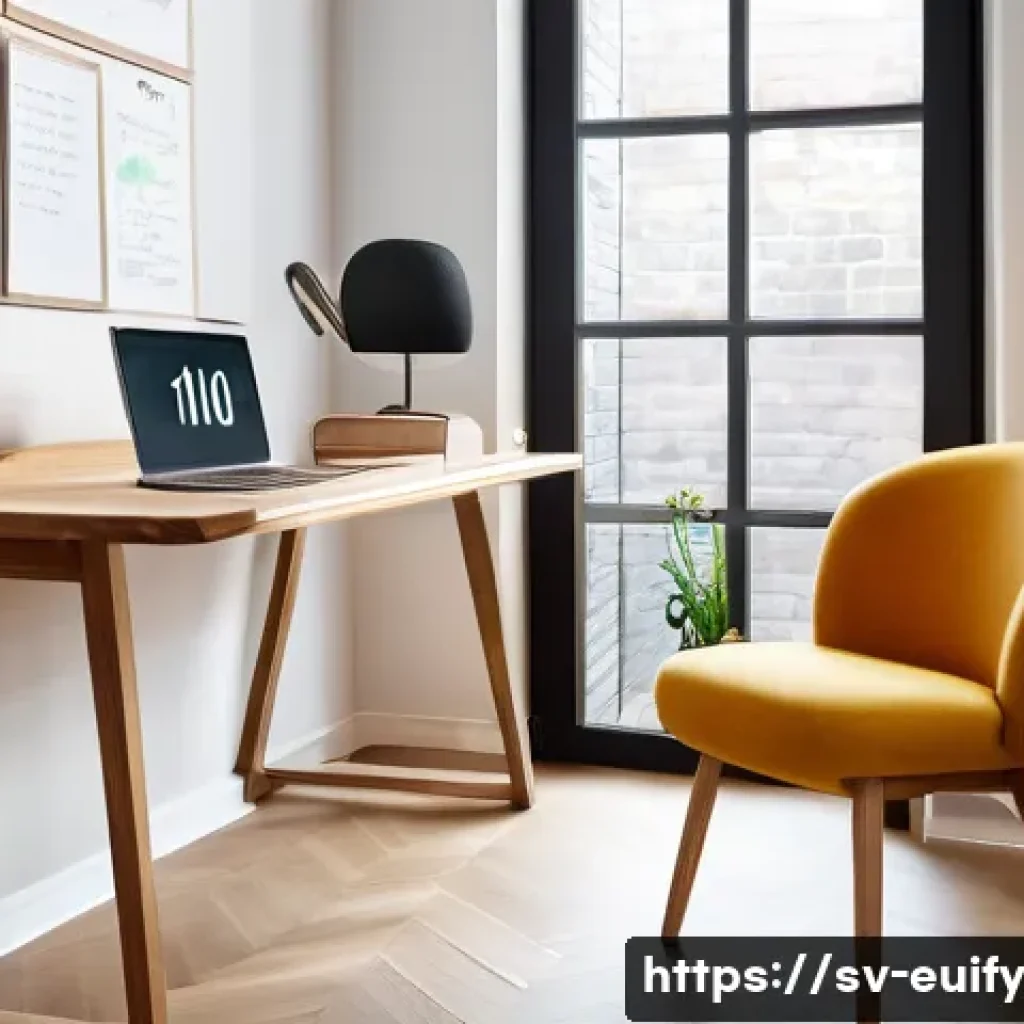 다양한 학습 자원 통합 일정 설계 - A cozy Scandinavian study room bathed in natural daylight, featuring a wooden desk with an open book...