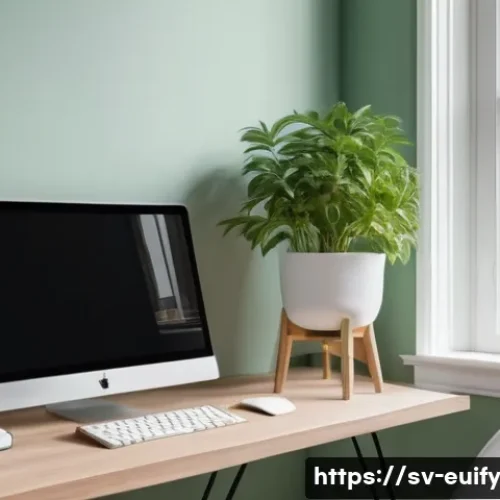 Home 32 집중력을 높이는 학습 환경 조성법 - A cozy and well-organized Scandinavian study nook bathed in soft natural light from a large window, ...