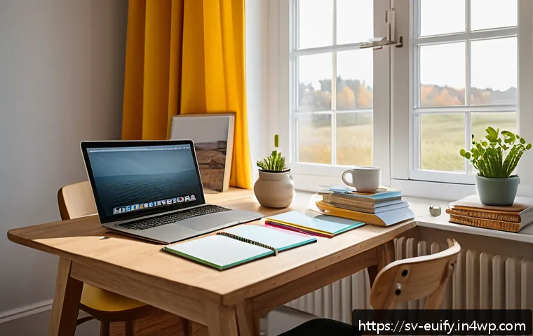 단기 학습과 장기 학습의 조화로운 일정 - A cozy and organized Swedish study room bathed in natural morning light, featuring a wooden desk wit...